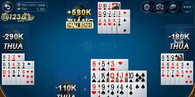 Sắp xếp cây bài trong mậu binh online là một kỹ năng không thể thiếu